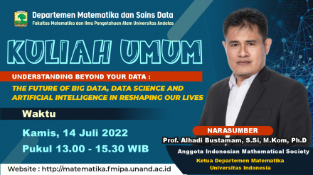 THE FUTURE OF BIG DATA, DATA SCIENCE, AND ARTIFICIAL INTELLIGENCE IN RESHAPING OUR LIVES. KULIAH UMUM DEPARTEMEN MATEMATIKA DAN SAINS DATA